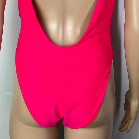 Aerie Super Scoop Pink Plunging Back One Piece Swimsuit - Picture 8 of 11